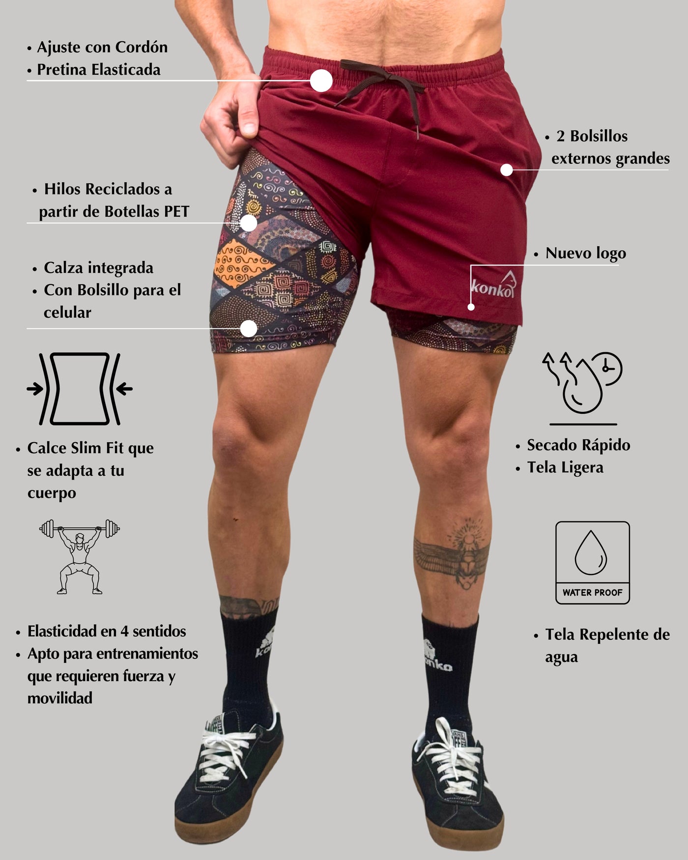 Eco Short 2 en 1 Geometric