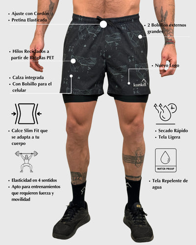 Eco Short 2 en 1 Perfect Dark Tribal