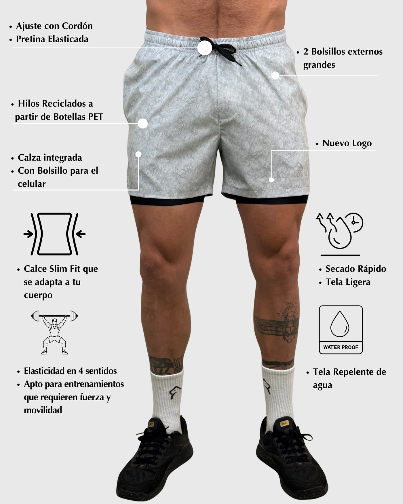Eco Short 2 en 1 Perfect Gray