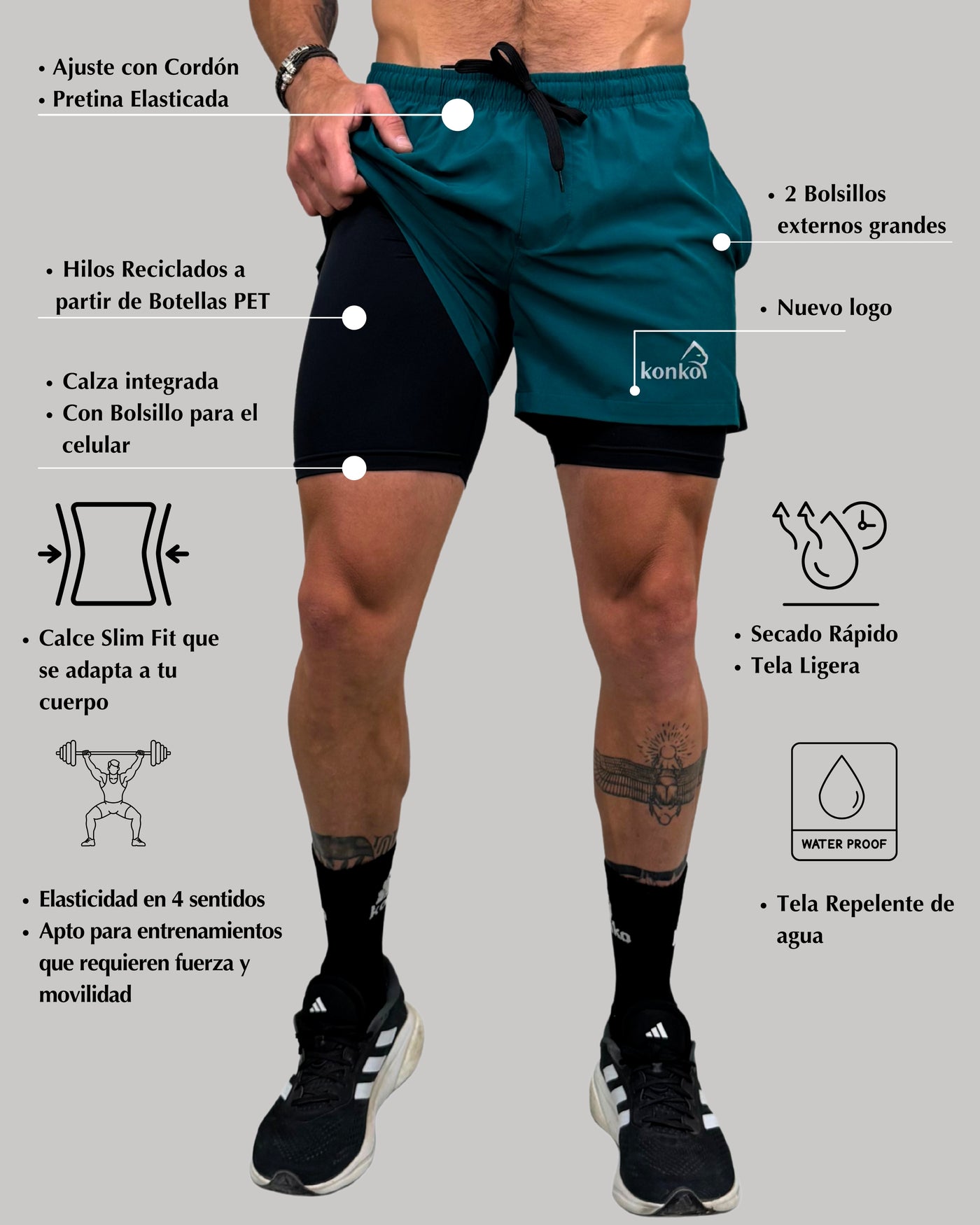 Eco Short 2 en 1 Perfect Green