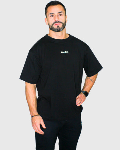 Polera Over Size Flex Cotton Negra Hard Konko