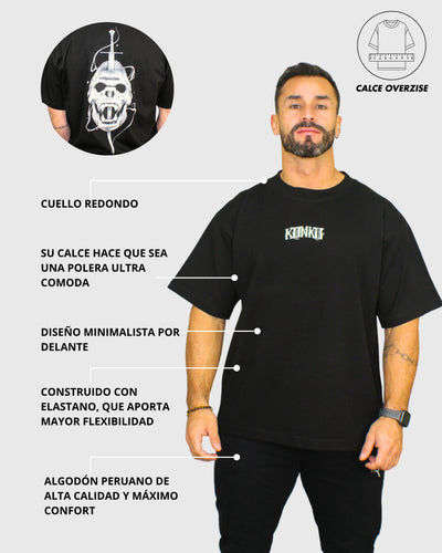 Polera Over Size Flex Cotton Skull Konko