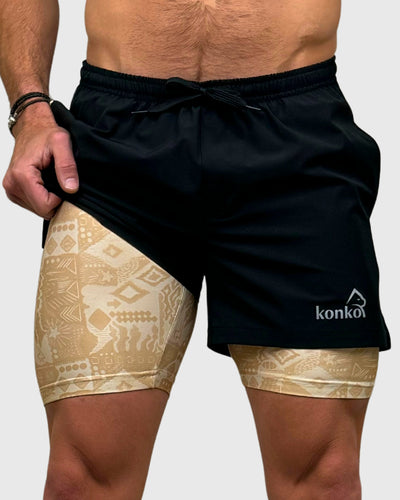 Eco Short 2 en 1 Beige Tribal - Konko Active