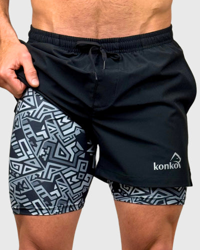 Eco Short 2 en 1 Black Maze