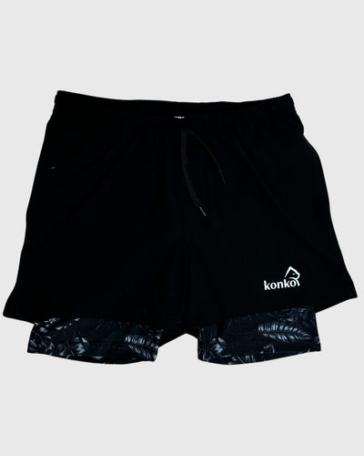 Eco Short 2 en 1 Black Monstera - Konko Active