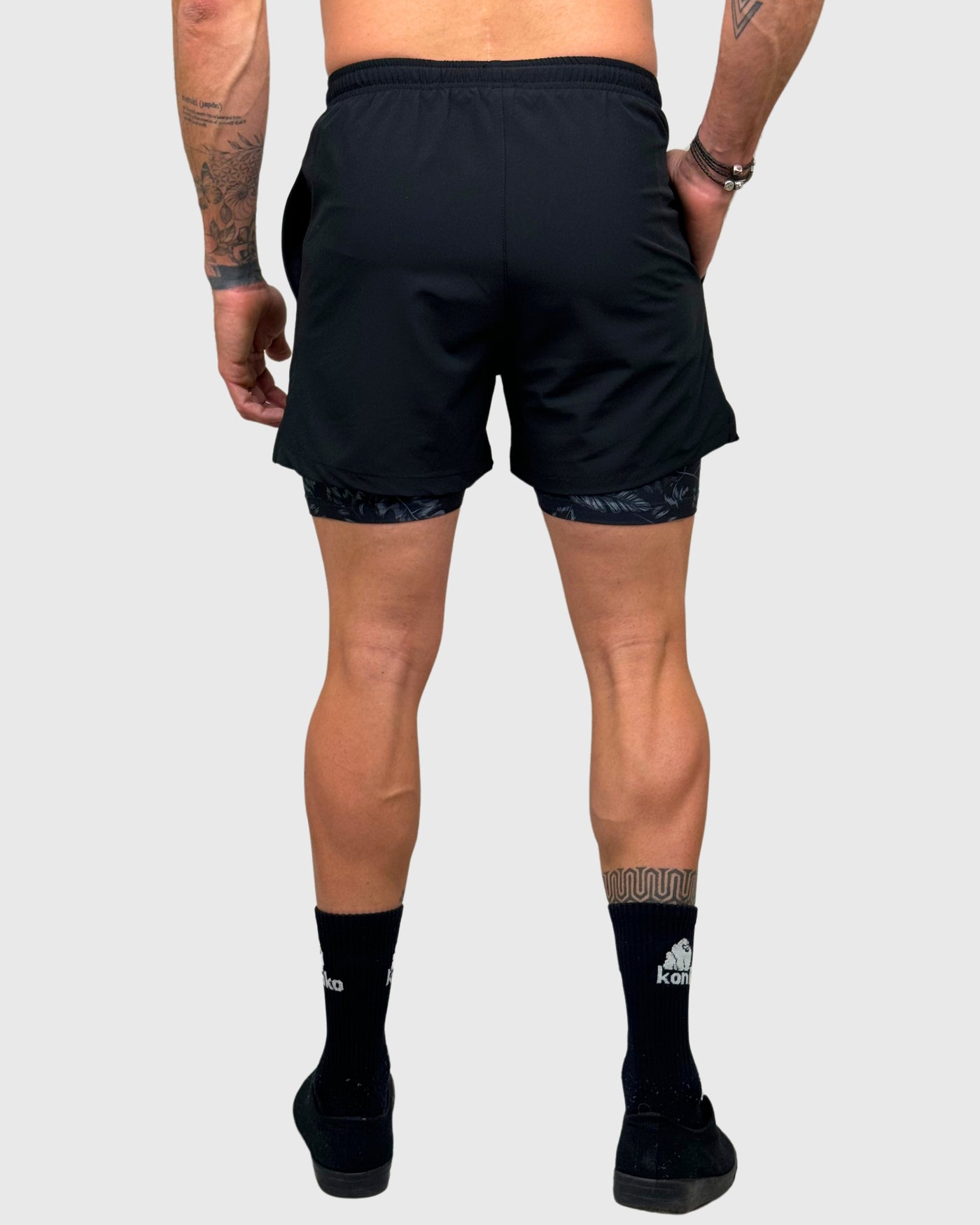 Eco Short 2 en 1 Black Monstera - Konko Active