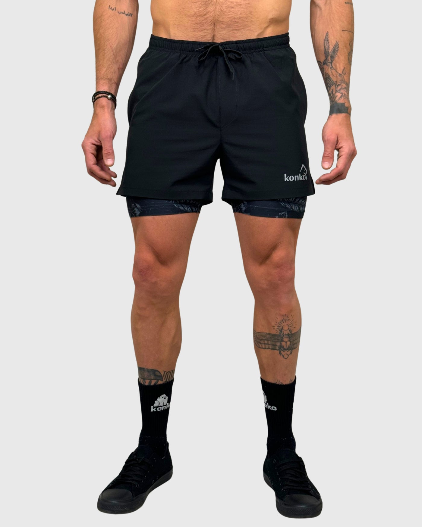 Eco Short 2 en 1 Black Monstera - Konko Active