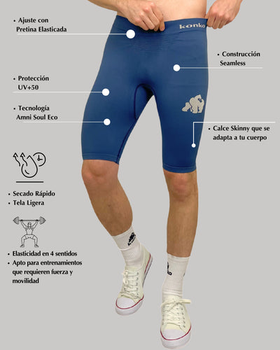 Eco Calza Corta Compresion Azul - Konko Active