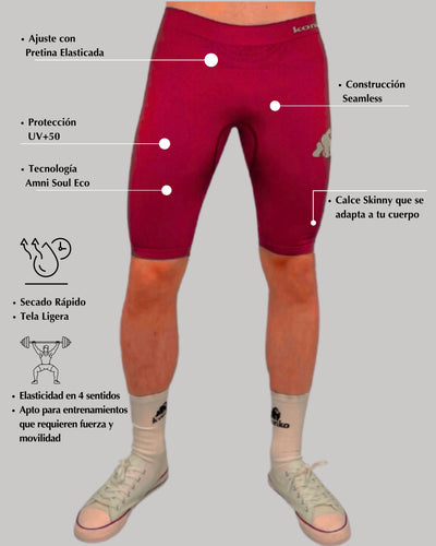 Eco Calza Corta Compresion Burdeo - Konko Active