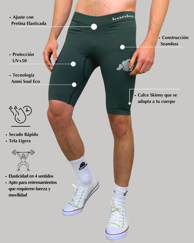 Eco Calza Corta Compresion Verde - Konko Active