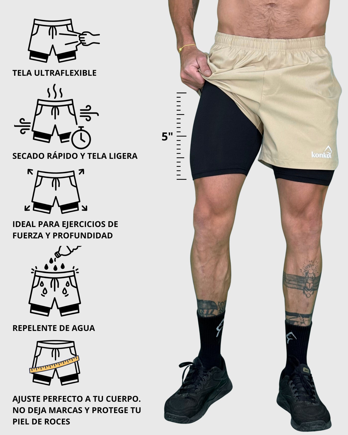 Eco Short 2 en 1 Hyperflex Clay