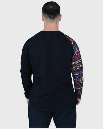 Polera Manga Larga Negra Etnico