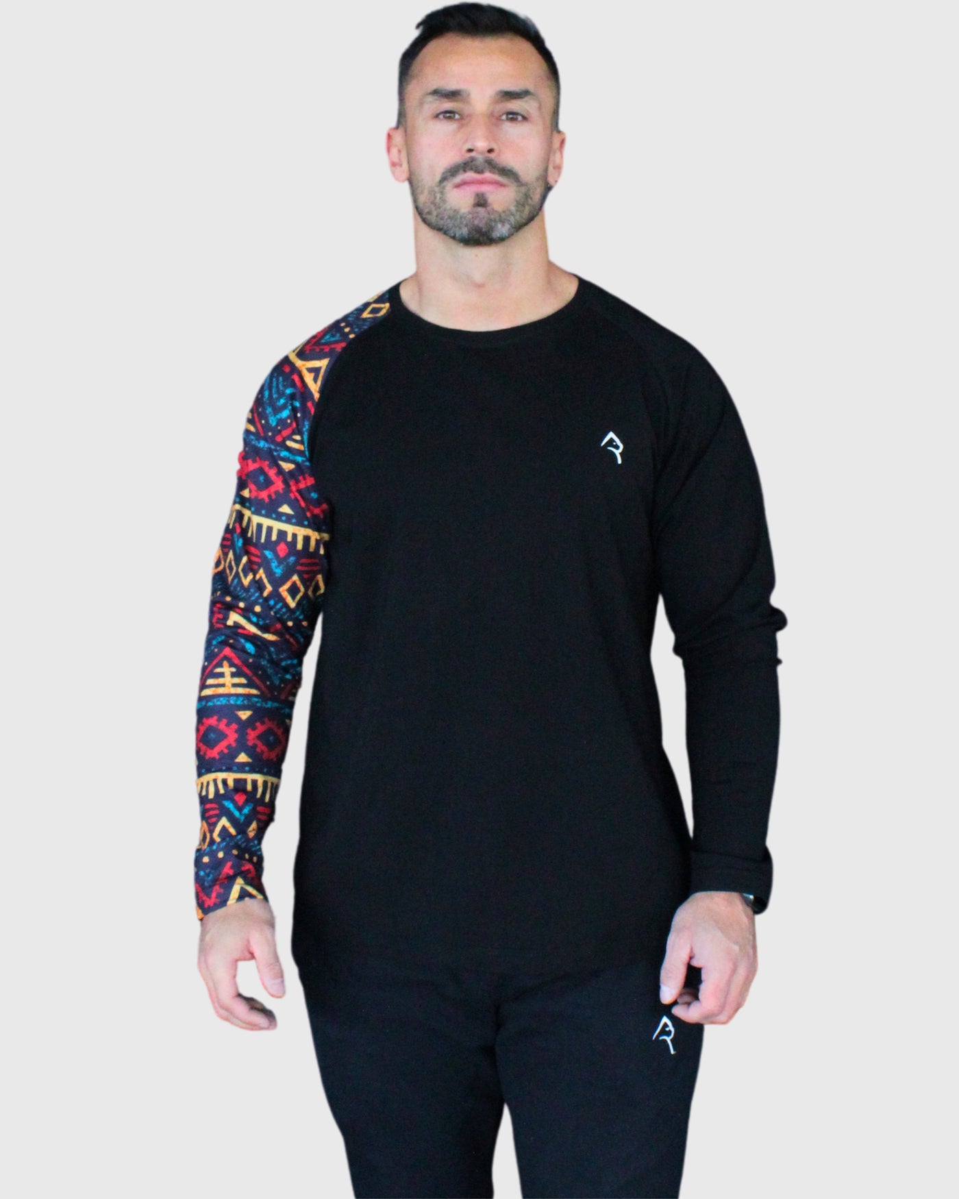Polera Manga Larga Negra Etnico